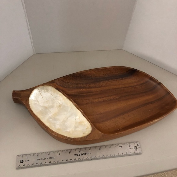Vintage MonkeyPod Wood Tray Shell Inlay - Picture 5 of 7